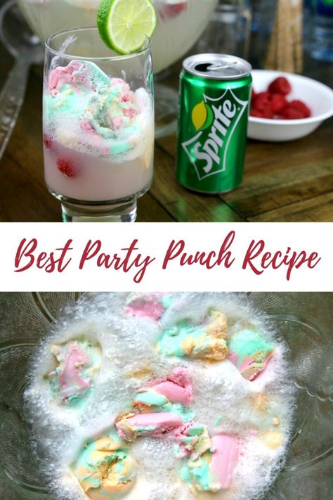 Best Sherbert Punch Recipe, Sherbet Drink Recipes, Party Punch Non Alcoholic With Sherbert, Unicorn Punch Birthday Parties, Birthday Punch For Kids, Kid Punch Recipes, Kids Party Punch Recipes, Punch Recipes Non Alcoholic With Sherbet, Punch Recipes With Sherbert