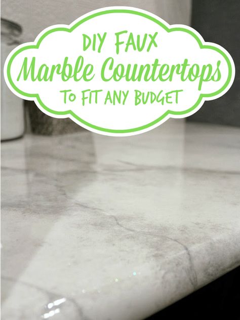 DIY faux marble countertops -- looks like the real thing at a fraction of the price! @Remodelaholic Faux Marble Countertops, Diy Faux Marble, Faux Marble Countertop, Interior Design Blogs, Faux Granite, Diy Kitchen Countertops, Diy Countertops, Kitchen Marble, Hot Pad