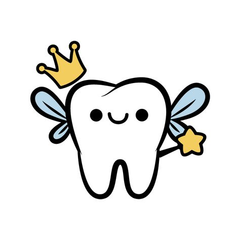 Cute Tooth Drawing, Tooth Drawing Cute, Tooth Cutout, Tooth Fairy Illustration, Tooth Painting, Decorate School Supplies, Tooth Drawing, Tooth Illustration, Fairy Templates