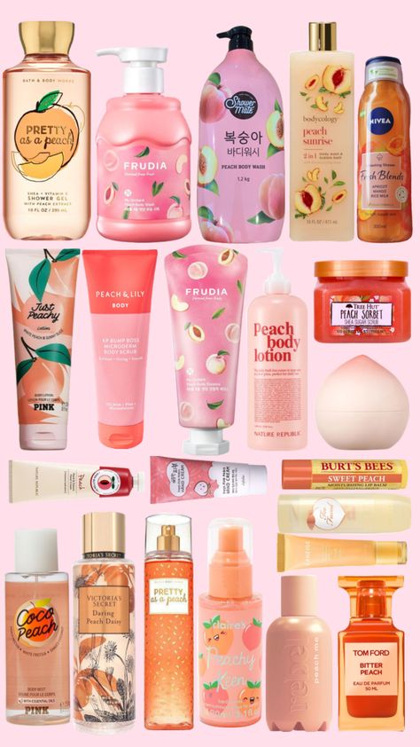 peach lip&body care🍑 #bodycare #lipcare #beauty Shimmer Body Oil, Peach Lips, Fragrances Perfume Woman, Perfume Collection Fragrance, Shower Skin Care, Body Smells, Perfect Skin Care Routine, Pretty Skin Care, Bath And Body Care