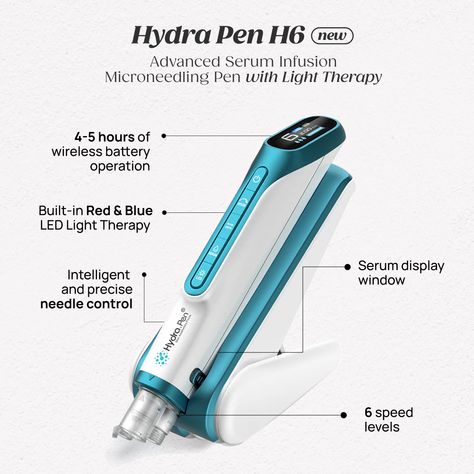 Need more Battery Life? 🔋 Want more precise control? ✍️  We have you covered with that and so much more. Our new Hydra Pen H6 is the latest in the professional micro-needling range, and we couldn't be happier to be the only place to grab this amazing pen.  What would you use this pen for? 🤔🤔 Let us know in the comments below. 👇👇👇  

#SkinCare #skincare #Hydration #drpenglobal #Microneedling #SkinCareEssentials #Scarring #YouthfulSkin #YouthfulGlow #AntiAgingSkincare #AntiAgingTreatment Microneedling Pen, Ageing Skincare, Blue Led Lights, Led Light Therapy, Anti Ageing, Anti Aging Treatments, Be Happier, Beauty Tool, Youthful Skin