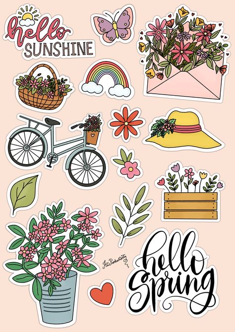 Girly Stickers, Printable Sticker Sheets, Sticker Design Inspiration, April Flowers, Flowers Photography Wallpaper, Autumn Stickers, Seasons Art, Handmade Sticker, Vintage Journal