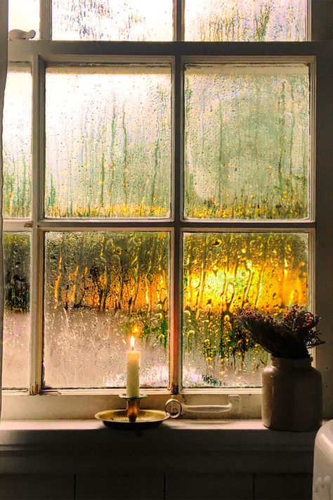 Christmas Candle In Window, Candle In Window, Spooky Watercolor, Roof Tops, Window Table, Morning Rain, Watercolor Ideas, Fall Days, Graphic Wallpaper