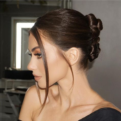 Double Bun Updo, Double Buns, Business Woman Quotes, Bun Updo, G Hair, Sleek Hairstyles, Face Framing, Ginger Hair, Elegant Dress