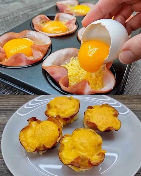 Ham And Egg Muffin Cups, Breakfast Egg Muffin, Ham Egg Cups, Baked Chicken And Mushrooms, Egg Muffin Cups, Crispy Bread, Ham Breakfast, Egg Cups Breakfast, Egg Muffins Breakfast