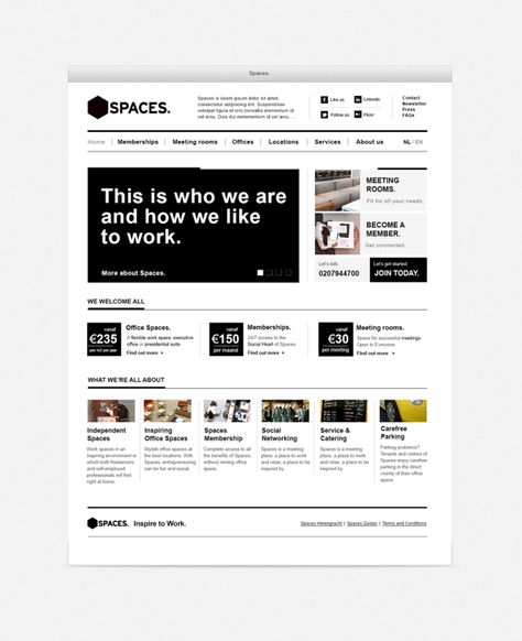 Spaces Brand & Website Re-Design by Gertjan Melgers, via Behance Flat Web Design, Ui Design Dashboard, Blog Website Design, News Website Design, News Web Design, Best Website Design, Ui Design Website, Brand Website, Blog Layout