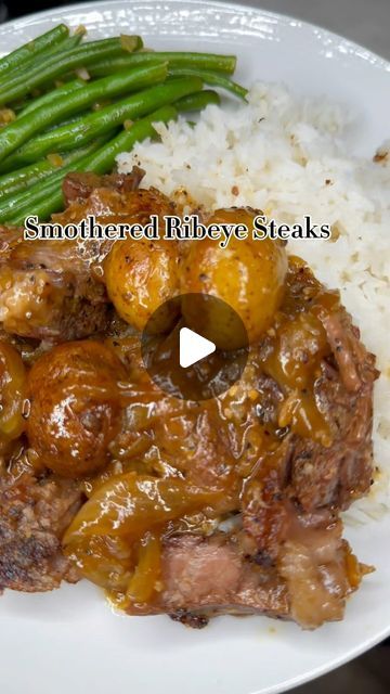 Bri’s Heat 💕 | Food Content Creator on Instagram: "Smothered Ribeye Recipe ✨ 

I’ve seen a few creators that have tried the smothered ribeyes and when I tell y’all this did not disappoint, I need yall to SAVE this recipe because it’s a MUST TRY 🔥 I wrote out the recipe below for you ⬇️⬇️⬇️⬇️

2 Ribeye Steaks 
1/2 Yellow Onion 
1 French Onion Soup Pack 
1 Cup of Beef Broth 
4 TBSP Butter 
Seasonings: Chicago Steak Seasoning & Garlic Powder 
1 TBSP Olive Oil 

1. Start by seasoning your steaks generously on both sides. Preheat oven to 400. 
2. Heat a pan on a medium to high heat, add your olive oil and allow olive oil to heat before adding steaks. This will help with developing a great sear! 
3. Add in steaks and sear on both sides for about 2-3 minutes each side. 
4. Mix beef broth and Fr Recipe For Ribeye Steak, Steak And Onions Recipe, Ribeye Dinner, Smothered Ribeye, Steak And Gravy Recipe, Smothered Ribeye Steak And Gravy, Smothered Steak And Gravy, Beef Rib Steak Recipes, Oven Steak