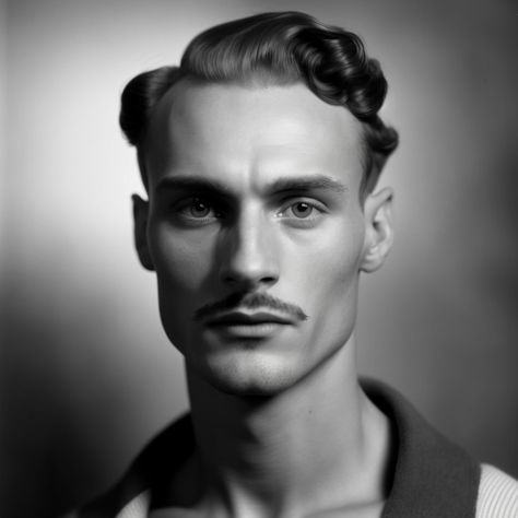 Blonde Mustache, French Moustache, 1920s Mustache, Moustache Aesthetic, 1930s Mens Hair, 20s Men, Vintage Beard, 1920s Makeup, 1930s Hair