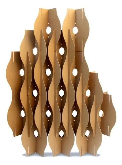 Cardboard Room Divider, Cardboard Sculptures, Decorative Room Dividers, Cardboard Design, Cardboard Sculpture, Small Apartment Decorating, Decorative Screens, Cardboard Art, Geometric Decor