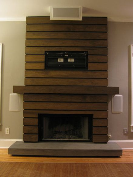 slatted fireplace surround and mantle Slatted Fireplace, Modern Fireplace Mantles, Craftsman Style Fireplace, Build A Fireplace, Brick Fireplace Makeover, Fireplace Tv Wall, Old Fireplace, Farmhouse Fireplace, Fireplace Surround