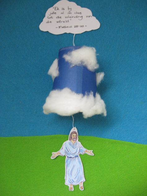 jesus ascends to heaven craft | This is so quick and basic to make: Ascension Craft, Ascension Day, Jesus Crafts, Godly Play, Preschool Alphabet, Bible Story Crafts, Catholic Crafts, Sunday School Crafts For Kids, Bible School Crafts