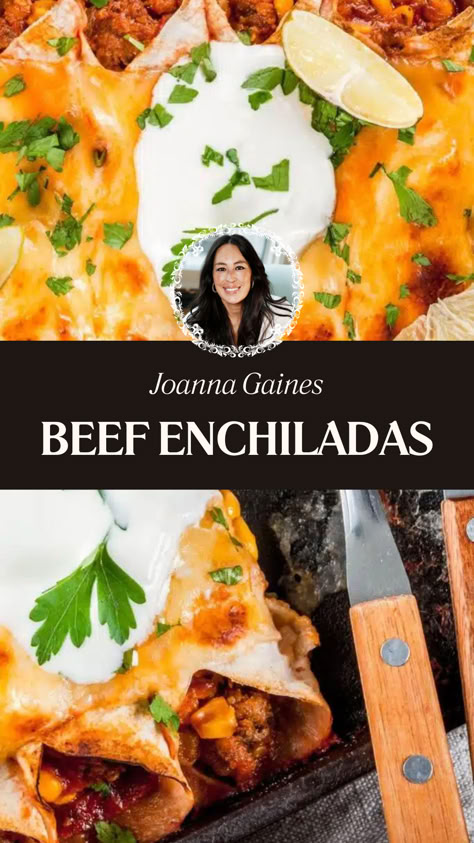 Joanna Gaines Beef Enchiladas Joanna Gaines Enchiladas, Joanna Gaines Beef Enchiladas, Beef Enchiladas With Cheese Sauce, Ground Beef Enchiladas With Green Sauce, Trader Joes Enchilada Recipe, Corn Tortilla Recipes Dinners, Enchiladas Beef, Beef Enchiladas With Green Sauce, Beef Enchiladas With Red Sauce