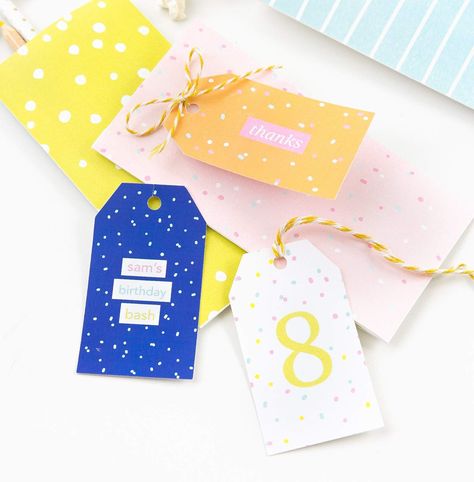 Colorful Printable Birthday Gift Tags - Design Eat Repeat Design Eat Repeat, Birthday Gift Tags Printable, Printable Gift Bags, Diy Teacher Christmas Gifts, Easy Party Favor, Printable Games For Kids, Gift Tag Design, Bag Label, Free Printable Gifts