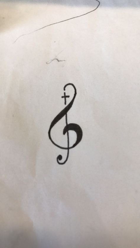 Music cross tattoo design Music Angel Tattoo, Cross Music Note Tattoo, Music Note With Wings Tattoo, Music Lover Tattoo Beautiful, Cross Treble Clef Tattoo, Cross And Music Note Tattoo, Tattoo Music Notes, Christian Music Tattoo, Small Music Note Tattoo