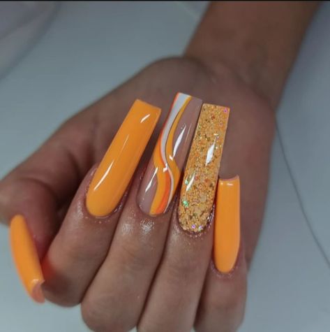 Neon Orange Nails 2024: Summer's Hottest Trend in Vivid Hues Neon Orange Nail Designs, Orange Ombre Nails, Neon Orange Nails, Orange And Hot Pink, Orange Acrylic Nails, Orange Nail Designs, Orange Nail, Summer Acrylic, Summer Orange