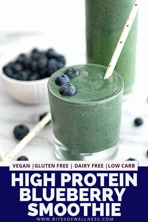 Easy Blueberry Smoothie, Blueberry Spinach Smoothie, Protein Blueberry, Smoothie Without Banana, Paleo Smoothies, Gluten Free Smoothie, Jj Virgin, Healthy Smoothie Recipe, Free Smoothie Recipes