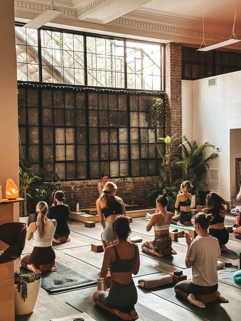 Yoga Classes in Brooklyn, NY - Yoga Space NYC Cool Yoga Studio, Yoga Influencer Aesthetic, Yoga Class Photoshoot, Fitness Corner At Home, Kundalini Yoga Aesthetic, Yoga Class Photography, Yoga In The Park, Boho Yoga Studio, Yoga Mood Board