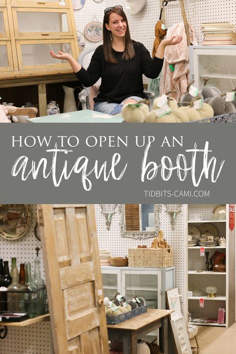 Check out our fun behind the scenes look into a new little business venture. Learn how to open up an antique booth with these helpful tips! #antiqueshopping Antique Booth Ideas Staging, Vendor Tips, Booth Display Ideas Diy, Antique Store Displays, Vintage Booth Display, Painted Vintage Furniture, Antique Booth Displays, Vintage Booth, Thrift Store Upcycle