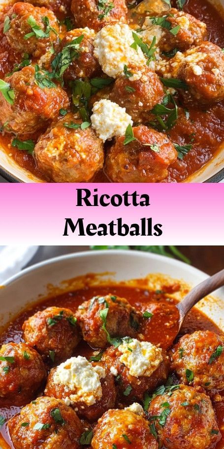 Ricotta Meatballs with Sun-Dried Tomato Sauce Recipe Indulge in the perfect blend of flavors with this Ricotta Meatballs recipe, topped with a savory sun-dried tomato sauce. These tender and flavorful meatballs are sure to become a family favorite for a delicious and easy dinner. #RicottaMeatballs #ItalianRecipe #ComfortFood #SunDriedTomatoSauce #EasyMeals #FamilyFavorites #FoodieDelights Easy Italian Meatballs, Ricotta Meatballs, Ricotta Cheese Recipes, Sun Dried Tomato Sauce, Cheese Stuffed Meatballs, Italian Meatballs Recipe, Italian Pasta Dishes, Weekday Meals, Tomato Sauce Recipe