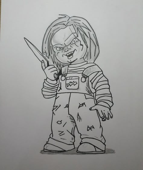 Movie Character Drawings, Chucky Drawing, Cozy Cuddles, Traditional Tattoo Designs, Scary Characters, Scary Drawings, Horror Drawing, Doll Drawing, Creepy Drawings