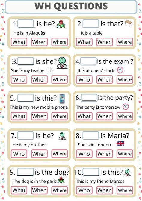 Question Worksheet For Grade 1, Was Were Grammar Rules, 5 W's Activities, Where Questions Worksheet, 5w1h Worksheet, How Questions Worksheet, What Where When Why Wh Questions, Wh Worksheets Wh Questions, Who Questions Worksheet