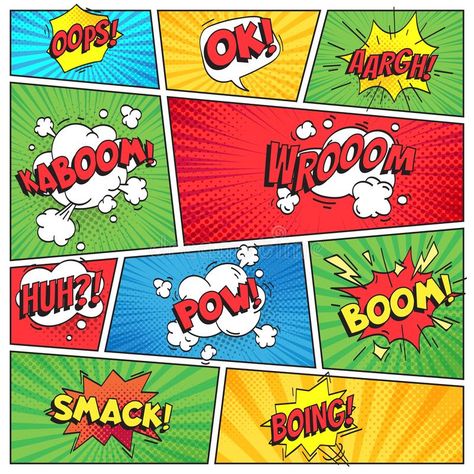 Comic Template, Book Vector, Doodle Png, Word Bubble, Comic Book Collection, Comic Layout, Vector Elements, Speech Bubbles, Pop Art Comic