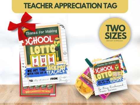 Teacher Gift Lottery Ticket Printable, Teacher Appreciation Scratch Off Lottery Ticket Gift Tag, end of the year gift, 3 Birds Creative by 3BirdsCreativeStudio on Etsy Lottery Ticket Gift, Teacher Appreciation Gift Card, Printable Teacher Appreciation, Ticket Printable, Lotto Tickets, Lottery Ticket, Chocolate Coins, Make School, Downloadable Templates