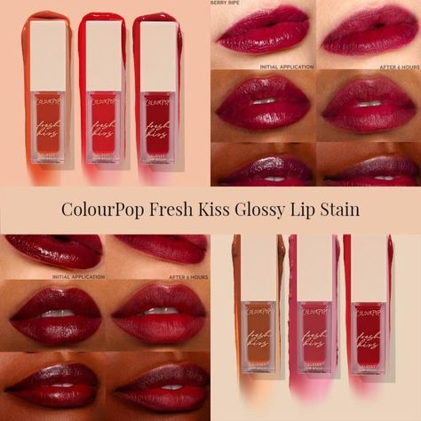 ColourPop has just released their new Fresh Kiss Glossy Lip Stain and we've got all the details!  The glosses are available now and priced at $8 each with sets available for $24. The post ColourPop Fresh Kiss Glossy Lip Stain appeared first on BeautyVelle | Makeup News. Colourpop Fresh Kiss, Best Lip Stain, Colourpop Lip, Vampy Makeup, Makeup News, Natural Glowy Makeup, Brown Skin Makeup, Makeup Help, Lip Beauty