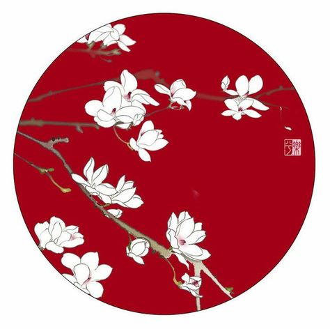 Japanese Circle, Japandi Art, Japanese Art Prints, Cherry Blossom Art, Soyut Sanat Tabloları, Japan Aesthetic, Blossoms Art, Korean Art, China Art