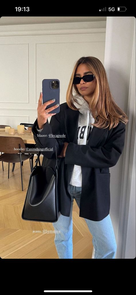 Blazer Hoodie, Hoodie Blazer, Oversized Blazer Outfit, Emelie Lindmark, Jeans And Hoodie, Outfit Hoodie, Glad Rags, Hoodie Outfit, Blazer With Jeans