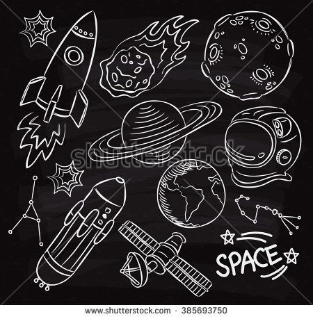 Doodle Handwriting, Rocket Drawing, Space Doodles, Astronomy Science, Chalkboard Drawings, Space Tattoo, Kids Interior Room, Chalkboard Wall, Bullet Journal Art