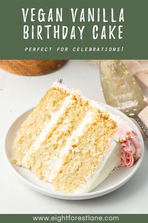 Vegan Vanilla Cake, Vegan Birthday, Vegan Buttercream, Vegan Birthday Cake, Vanilla Birthday Cake, Dairy Free Cake, Vegan Baking Recipes, Cake Vanilla, Vegan Cake Recipes