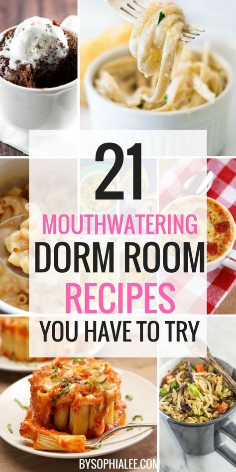 21 Mouthwatering Mug Meals You Can Actually Make in Your Dorm Room - By Sophia Lee Best Microwave Meals, Dorm Room Recipes, Mug Meals, Dorm Snacks, Dorm Room Food, Dorm Cooking, Microwave Mug Recipes, College Meal, Microwave Meals