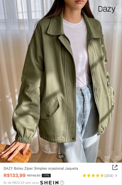 Casual Leather Jacket Outfit, Oversized Pattern, Leather Jacket Outfits, Quick Outfits, Green Style, Fashionista Clothes, Loose Jeans, Zip Up Jacket, Casual Style Outfits