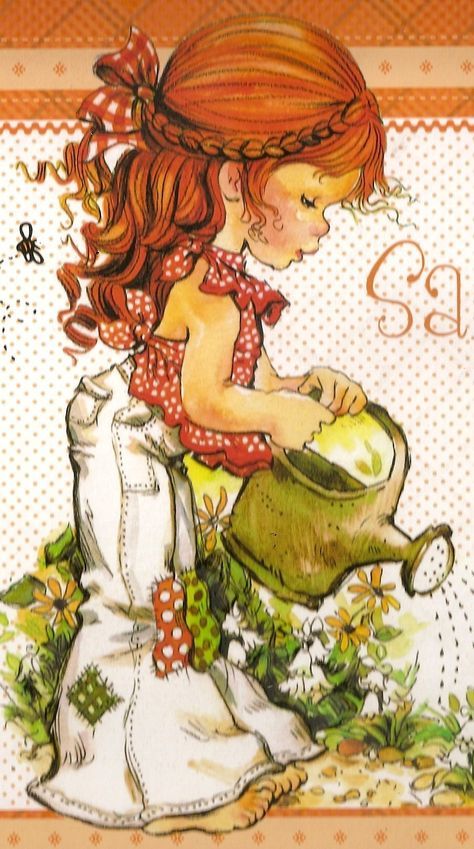 NIÑA REGANDO Sara Key Imagenes, Sarah Key, Sara Kay, ポップアート ポスター, Sarah Kay, Holly Hobbie, Childrens Illustrations, Vintage Cards, Cute Illustration