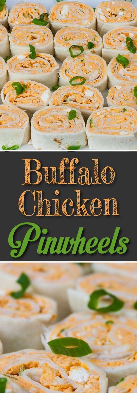 Easy Buffalo Chicken Pinwheels - A perfect party, barbecue, game day or large gathering appetizer. Cool, creamy, tangy and loaded with buffalo wing flavor. Appetizers Meat, Buffalo Chicken Pinwheels, Chicken Pinwheels, Keto Meat, Easy Buffalo Chicken, Chicken Roll Ups, Chicken Roll, Buffalo Chicken Meatballs, Buffalo Wing