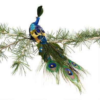 Unique Christmas Ornaments and Holiday Ornaments | World Market Peacock Theme Decoration, Victorian Christmas Decorations, Feather Peacock, Peacock Ornaments, Peacock Party, Peacock Christmas, Peacock Theme, Peacock Decor, Deer Ornament