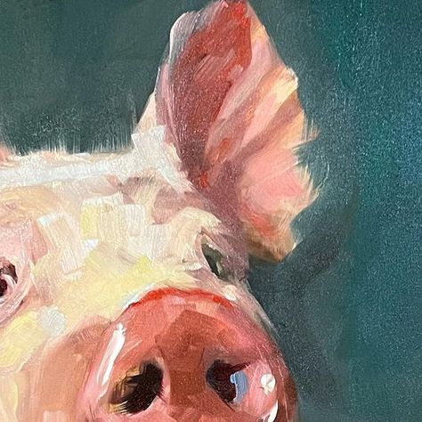 Patty Voje on Instagram: "A Love Struck Romeo, 8 x 8” #pigoftheday #pigstagram #pigpainting #pigart #farmlife #dailypainting #oilpainting #allaprima #direstraits" Simple Pig Painting, Abstract Pig Painting, Farm Animal Paintings Acrylic Easy, Pig Painting Acrylic, Piglet Painting, Pig Paintings, Farm Animal Paintings, Farm Animal Painting, Animal Paintings Acrylic