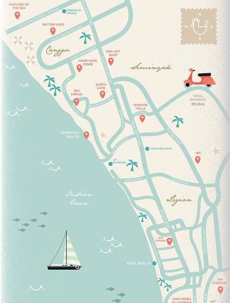 Bali Illustration, Maps Illustration Design, Louise Fili, Illustration Map, Bali Trip, Map Projects, Infographic Map, Map Illustration, Legian