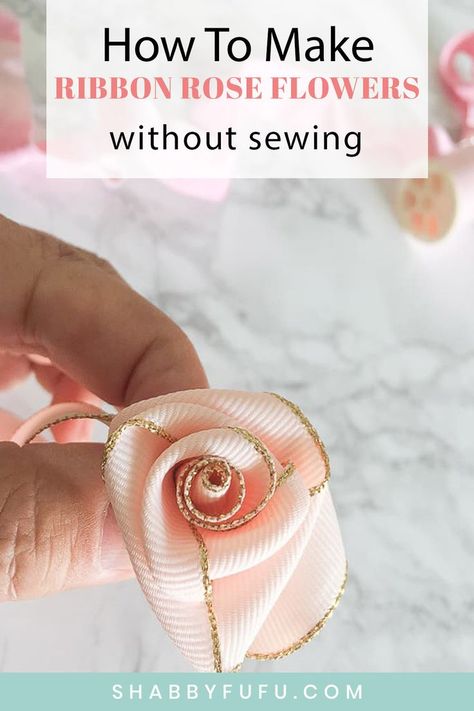 Did you ever want to learn how to make ribbon roses? This easy 10 minute no sew easy diy ribbon roses tutorial will show you how and this is a beginner level project! #ribbonrose #ribbon #weddingcrown #fakeflowers #budgetflowers #weddingdiy #silkflowers #ribbonproject #shabbyfufu  #sff225 Ribbon Roses Tutorial, Diy Ribbon Roses, Newsies Costume, Roses Tutorial, Budget Flowers, Fake Roses, Ribbon Flowers Diy, Ribbon Projects, Ribbon Flower Tutorial