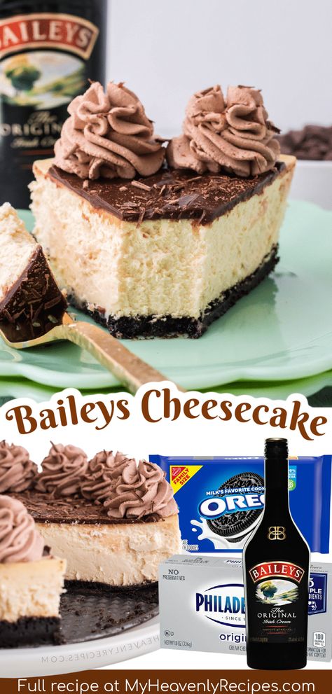 Baileys Recipes Desserts, St Patricks Day Dessert, Irish Cream Desserts, Baileys Irish Cream Cheesecake, Irish Cream Cheesecake, Cream Desserts Recipes, Chocolate Cheesecake Bites, Dessert Pizza Recipes, Baileys Cheesecake