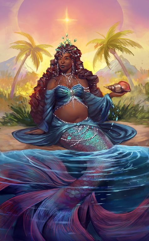 Tarot Mucha, Fat Mermaid, Mermaid Tarot, Sea Goddess, Tarot Major Arcana, Mermaids And Mermen, Fantasy Forest, Powerful Energy, Tarot Art