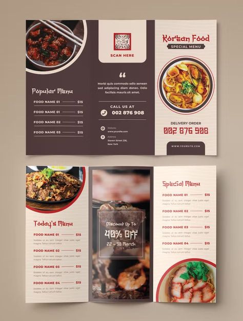 Restaurant Menu Trifold Brochure Template AI, EPS, PSD Food Brochure Design, Menu Trifold, Menu Brochure, Menu Sans Gluten, Brochure Food, Menu Card Design, Food Menu Template, Trifold Brochure Design, Trifold Brochure Template