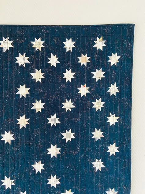 Night Sky Quilt Pattern, Starry Night Quilt Pattern, Quilt Star Pattern, Single Color Quilt, Space Quilt Pattern, Moon And Stars Quilt, Celestial Quilt, Sky Quilt Pattern, Night Sky Quilt