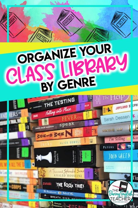 Organizing a classroom library by genre has many benefits. Read all about why I organize my high school English classroom library by genre. #classroomlibrary #classroomlibraryorganization #classroomorganization #secondaryELA #middleschoolELA #highschoolEnglish Classroom Library High School, High School Classroom Library, Organizing Classroom Library, Middle School Classroom Library, How To Organize Classroom Library, Genre Library Organization, School Library Organization, Genre Signs For Library, Genrefying High School Library