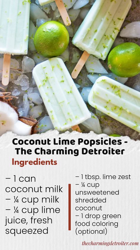 Not only do they have a beautiful color, but these creamy popsicles will rock your world with coconut lime flavor all this summer! Creamy Popsicles, Lime Popsicles, Easy Ice Cream Recipe, Easy Ice Cream, Lime Zest, Coconut Lime, Green Juice, Ice Cream Recipes, Summer Desserts