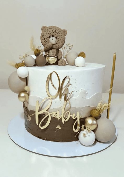 Bear Birthday Cake Ideas, Bear Cake Design, Build A Bear Party, Teddy Bear Birthday Cake, Bear Birthday Cake, Bear Baby Shower Cake, Teddy Bear Cake, Baby First Birthday Cake, Baby Shower Items