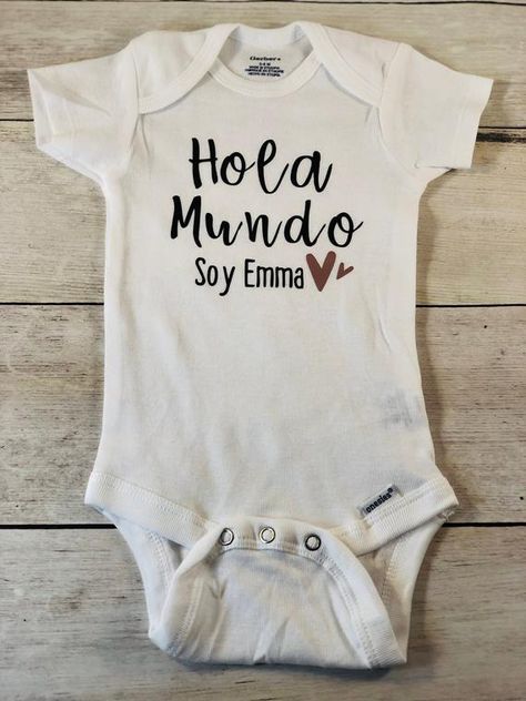 Spanish Onesie, Silouette Cameo, Personalized Baby Onesie, Personalized Baby Onesies, Svg Sublimation, Cricut Baby, Personalized Onesie, Pregnancy Announcement Gifts, Boy Newborn