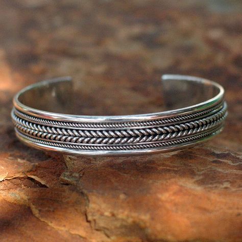 Amazon.com: NOVICA .925 Sterling Silver Braid Cuff Bracelet, 6.0", Lanna Illusions': Clothing, Shoes & Jewelry Bracelet With Stone, Silver Bracelet Cuff, Graceful Movement, Womens Cuff Bracelets, Braid Patterns, Silver Rings With Stones, Sterling Silver Mens Rings, Braided Ring, Classic Bracelets