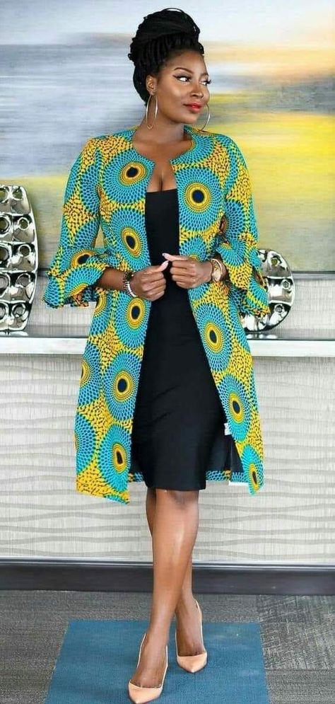 Ankara Kimono Style, Wax Print Dress, Kimono Styles, Modern African Clothing, Ankara Kimono, Ankara Jackets, African Outfits, Style Africain, African Dresses Modern